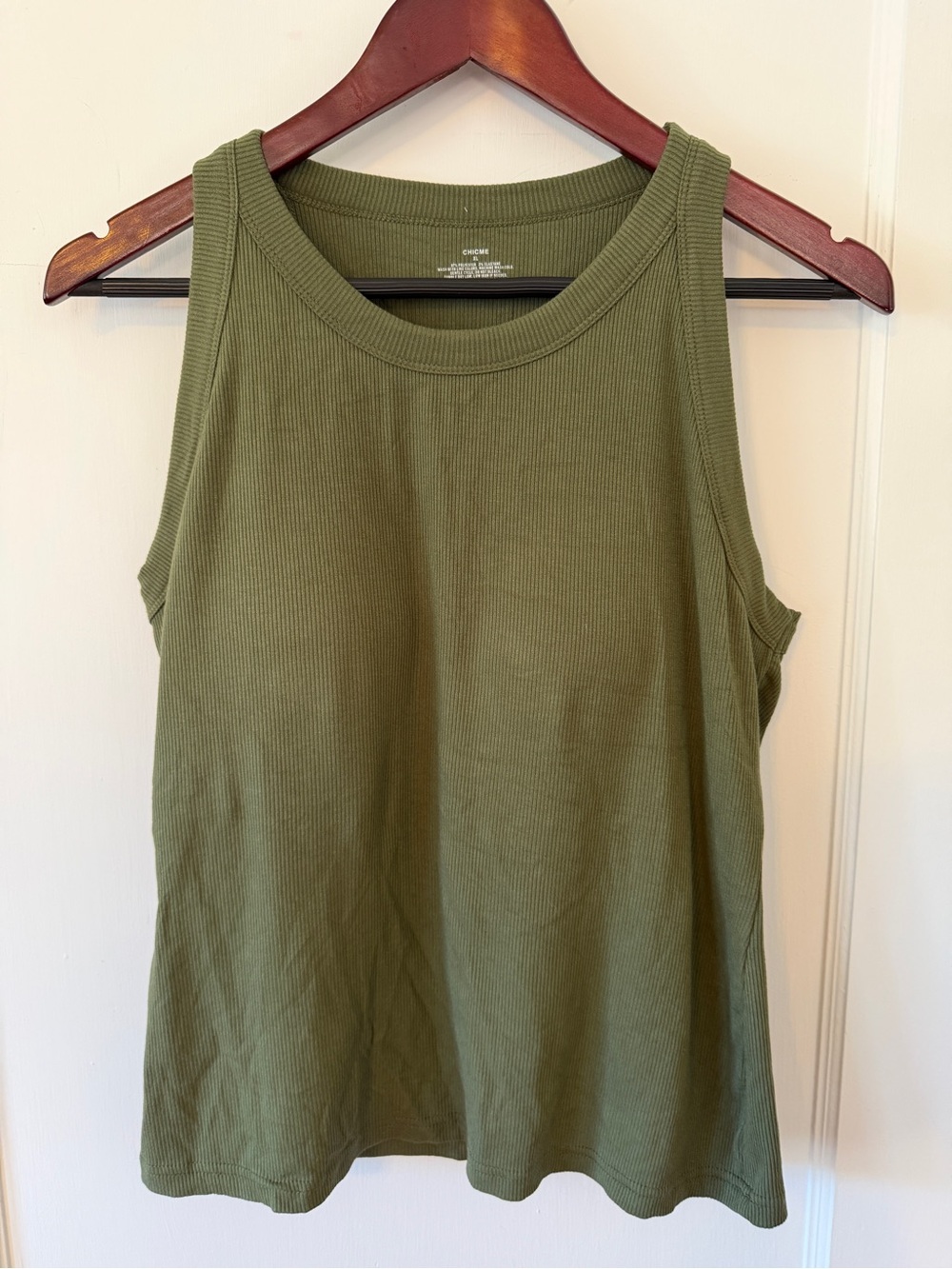 Olive sage green ribbed tank top granola capsule basic Size XL